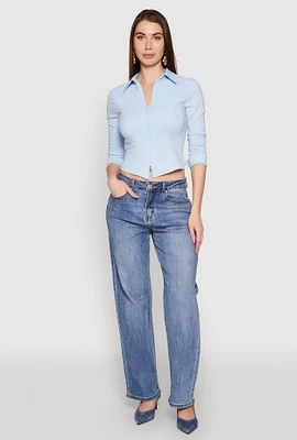 Womens Iris Double Zip Front Collared Blouse,