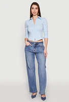 Womens Iris Double Zip Front Collared Blouse,