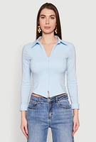 Womens Iris Double Zip Front Collared Blouse,