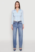 Womens Iris Double Zip Front Collared Blouse,