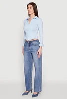 Womens Iris Double Zip Front Collared Blouse,