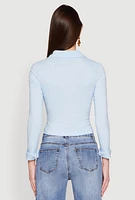 Womens Iris Double Zip Front Collared Blouse,