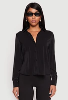 Womens Crepe Knit Button Front Shirt,
