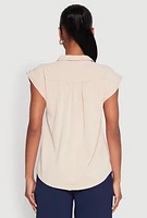 Womens Ruched Cap Sleeve Blouse,