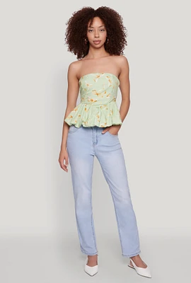 Womens Bow Print Bubble Hem Blouse,