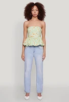 Womens Bow Print Bubble Hem Blouse,