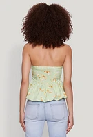 Womens Bow Print Bubble Hem Blouse,