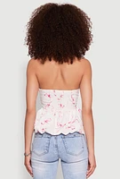 Womens Bow Print Bubble Hem Blouse, Pink, Size S