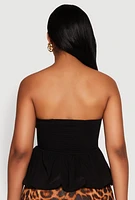 Womens Smocked Back Bubble Hem Blouse,