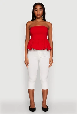 Womens Smocked Back Bubble Hem Blouse,