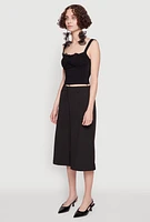 Womens Linen Drawstring Lace Detail Cropped Corset Top,