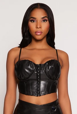 Womens Haute Monde Faux Leather Bustier Top, M