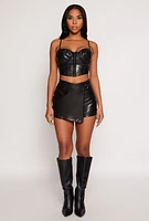 Womens Haute Monde Faux Leather Bustier Top, M