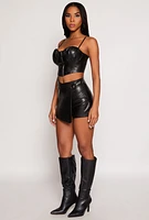 Womens Haute Monde Faux Leather Bustier Top, M