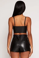Womens Haute Monde Faux Leather Bustier Top, M