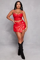Womens Haute Monde Faux Leather Bustier Top, Red, Size M