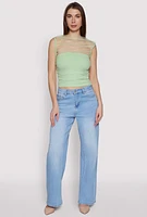 Womens High Neck Mesh Crop Top,