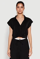 Womens Iris Twist Hem Cropped Shirt,