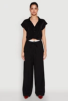 Womens Iris Twist Hem Cropped Shirt,