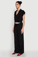 Womens Iris Twist Hem Cropped Shirt,
