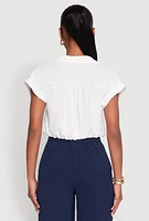Womens Iris Twist Hem Cropped Shirt, White, Size S