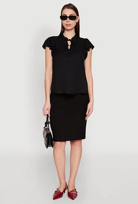 Womens Iris Crochet Detail Flounce Sleeve Blouse,