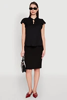 Womens Iris Crochet Detail Flounce Sleeve Blouse,