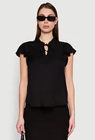 Womens Iris Crochet Detail Flounce Sleeve Blouse,
