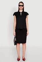 Womens Iris Crochet Detail Flounce Sleeve Blouse,