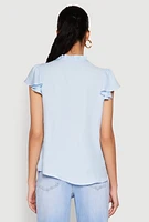 Womens Iris Crochet Detail Flounce Sleeve Blouse,