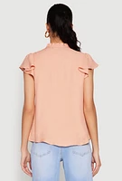 Womens Iris Crochet Detail Flounce Sleeve Blouse, L