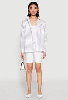 Womens Iris Striped Linen Button Front Shirt, Multi, Size L