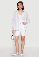 Womens Iris Striped Linen Button Front Shirt, Multi, Size L