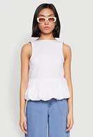 Womens Tie Back Bubble Hem Blouse, White, Size S