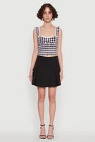 Womens Chic Lace Trim Gingham Smocked Blouse, Multi, Size XL