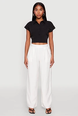 Womens Cap Sleeve Cropped Shirt,