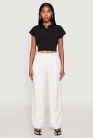 Womens Cap Sleeve Cropped Shirt, XL