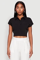 Womens Cap Sleeve Cropped Shirt, XL