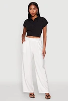 Womens Cap Sleeve Cropped Shirt, XL