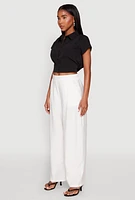 Womens Cap Sleeve Cropped Shirt, XL