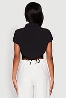 Womens Cap Sleeve Cropped Shirt, XL