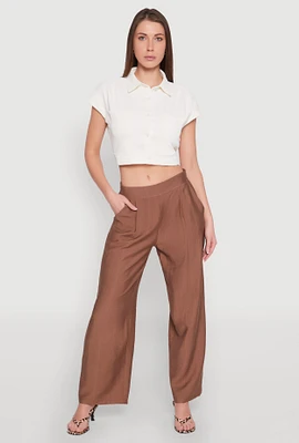 Womens Cap Sleeve Cropped Shirt, White, Size XL