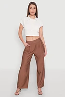 Womens Cap Sleeve Cropped Shirt, White, Size XL