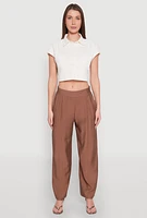 Womens Cap Sleeve Cropped Shirt, White, Size XL