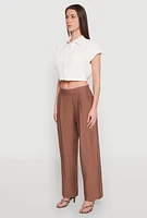 Womens Cap Sleeve Cropped Shirt, White, Size XL