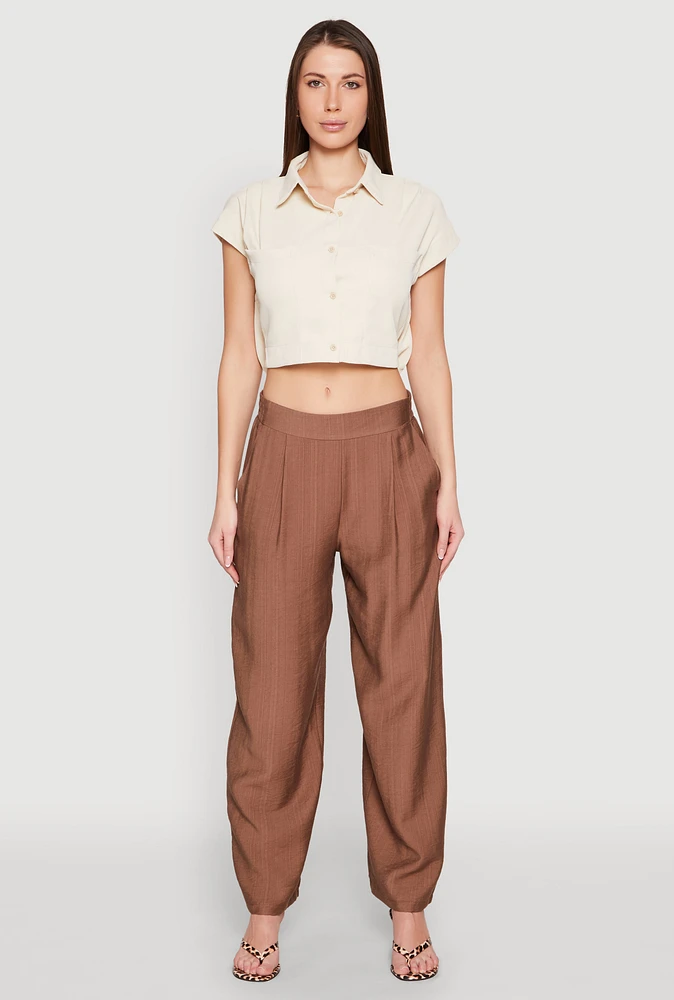 Womens Cap Sleeve Cropped Shirt,