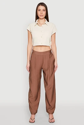 Womens Cap Sleeve Cropped Shirt,
