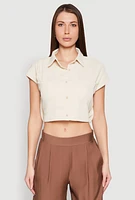 Womens Cap Sleeve Cropped Shirt,