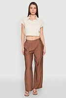 Womens Cap Sleeve Cropped Shirt,