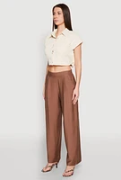 Womens Cap Sleeve Cropped Shirt,